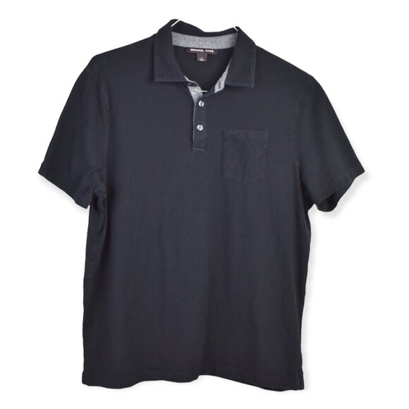 Michael Kors Other - Michael Kors Polo L Mens Black Collared Short Sleeve One Pocket Button